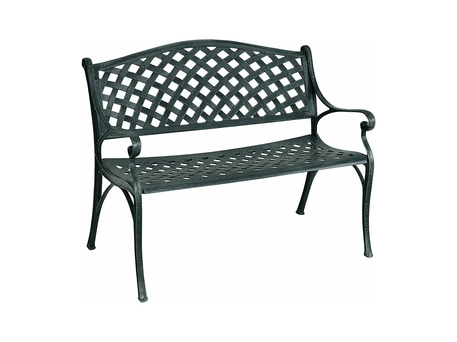 Banc de Jardin en Fonte d'Aluminium, Banc 2-3 Places avec Accoudoirs, Dossier et Design Ajouré, Charge Max 280KG, 103x64x83cm, pour Terrasse/Cour/Balcon/Pelouse/Parc