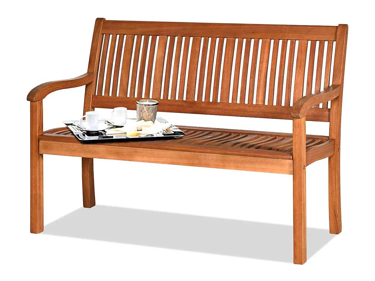 Banc de jardin en bois, bans d’extérieur pour 2 ou 3 personnes avec dossier et accoudoir large，126 x 63 x 91 cm