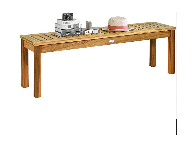 Banc de Jardin en Bois d’Acacia 132 x 34 x 43,5CM avec Pieds en U Charge Max 360KG