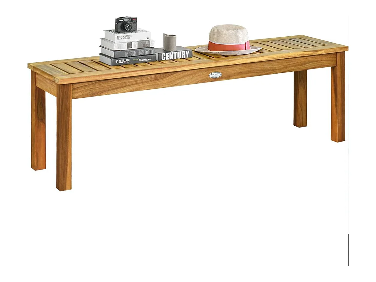 Banc de Jardin en Bois d’Acacia 132 x 34 x 43,5CM avec Pieds en U Charge Max 360KG
