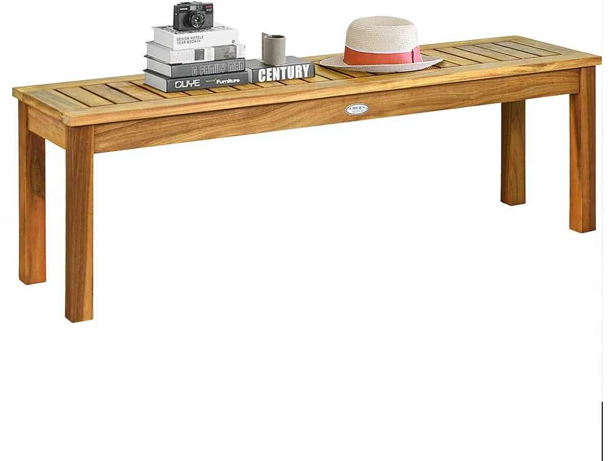 Banc de Jardin en Bois d’Acacia 132 x 34 x 43,5CM avec Pieds en U Charge Max 360KG