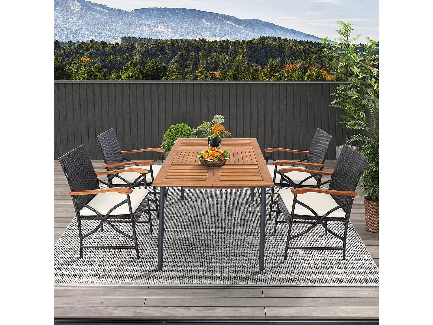 Fauteuil de Jardin Éxterieur Lot de 2 avec Coussins, Hauteur d'Assise 40 cm