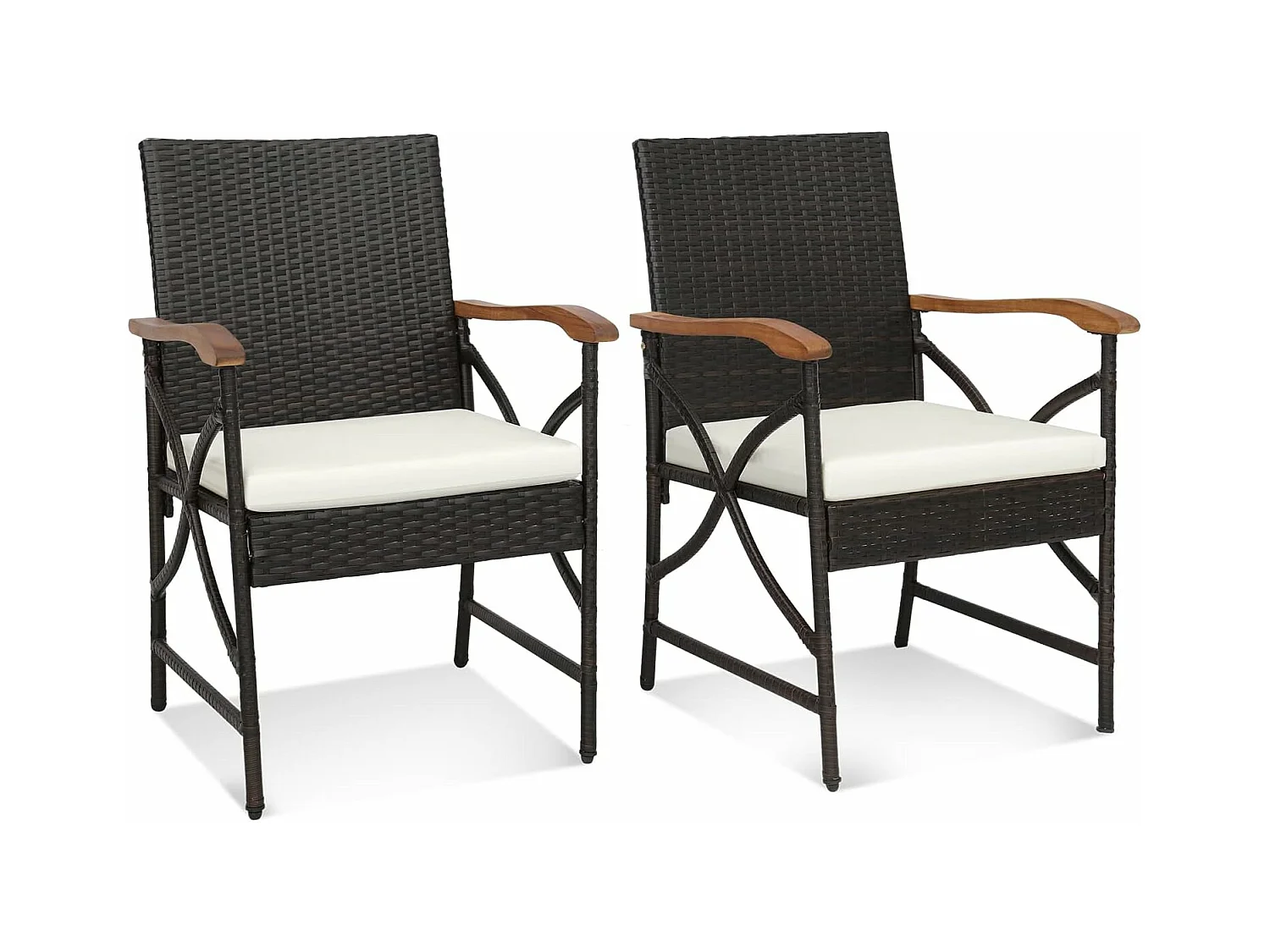 Fauteuil de Jardin Éxterieur Lot de 2 avec Coussins, Hauteur d'Assise 40 cm