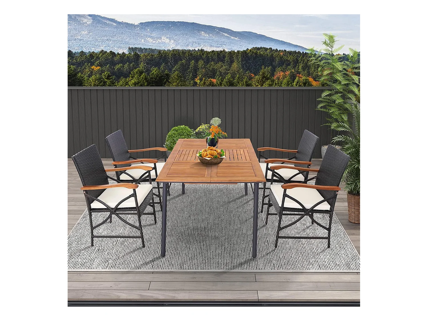 Fauteuil de Jardin Éxterieur Lot de 2 avec Coussins, Hauteur d'Assise 40 cm