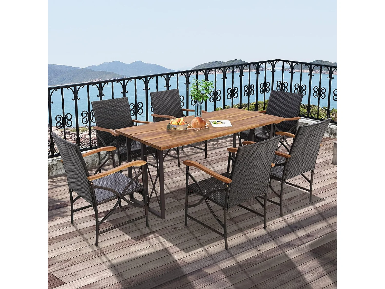 Fauteuil de Jardin Éxterieur Lot de 2 avec Coussins, Hauteur d'Assise 40 cm