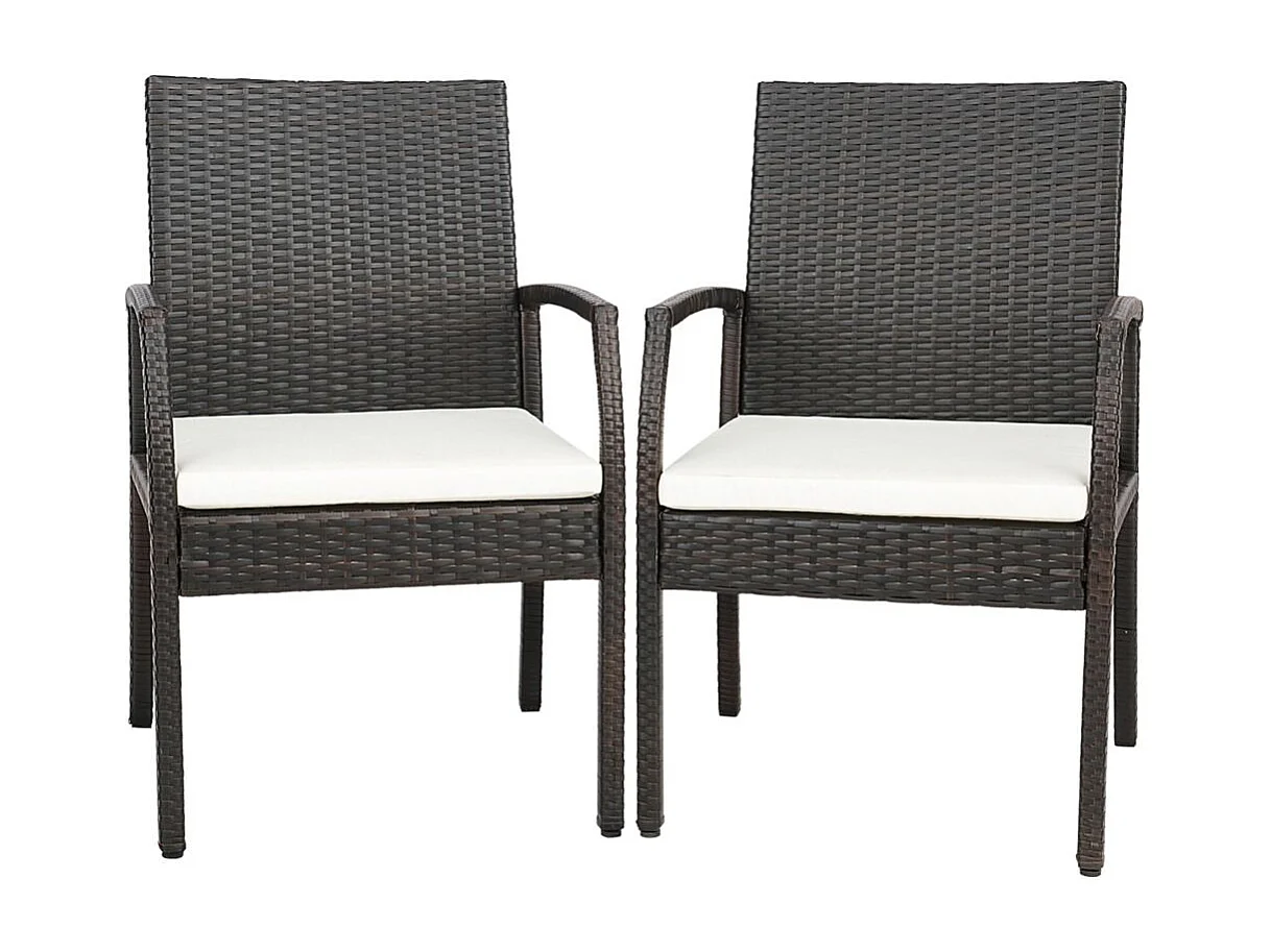 Fauteuil de Jardin Éxterieur Lot de 2 avec Coussins, Chaise Jardin Exterieur en Rotin et fibre naturelle PE, Hauteur d'Assise 40 cm, pour Jardin, Terrasse, Patio