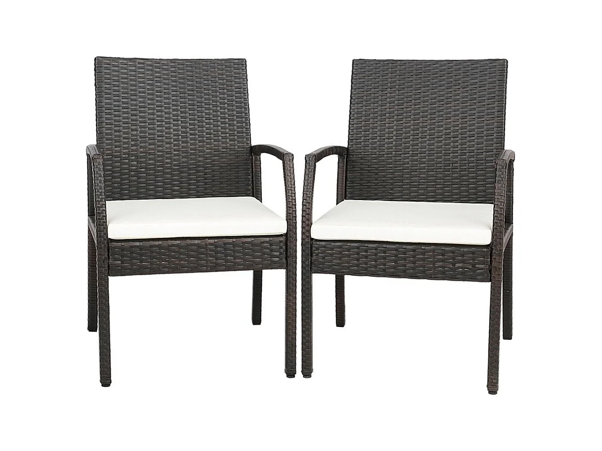 Fauteuil de Jardin Éxterieur Lot de 2 avec Coussins, Chaise Jardin Exterieur en Rotin et fibre naturelle PE, Hauteur d'Assise 40 cm, pour Jardin, Terrasse, Patio