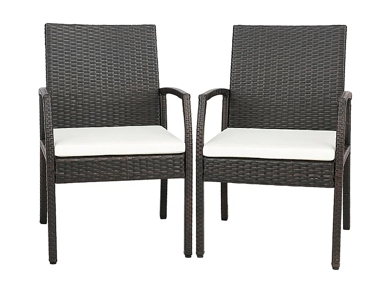 Fauteuil de Jardin Éxterieur Lot de 2 avec Coussins, Chaise Jardin Exterieur en Rotin et fibre naturelle PE, Hauteur d'Assise 40 cm, pour Jardin, Terrasse, Patio