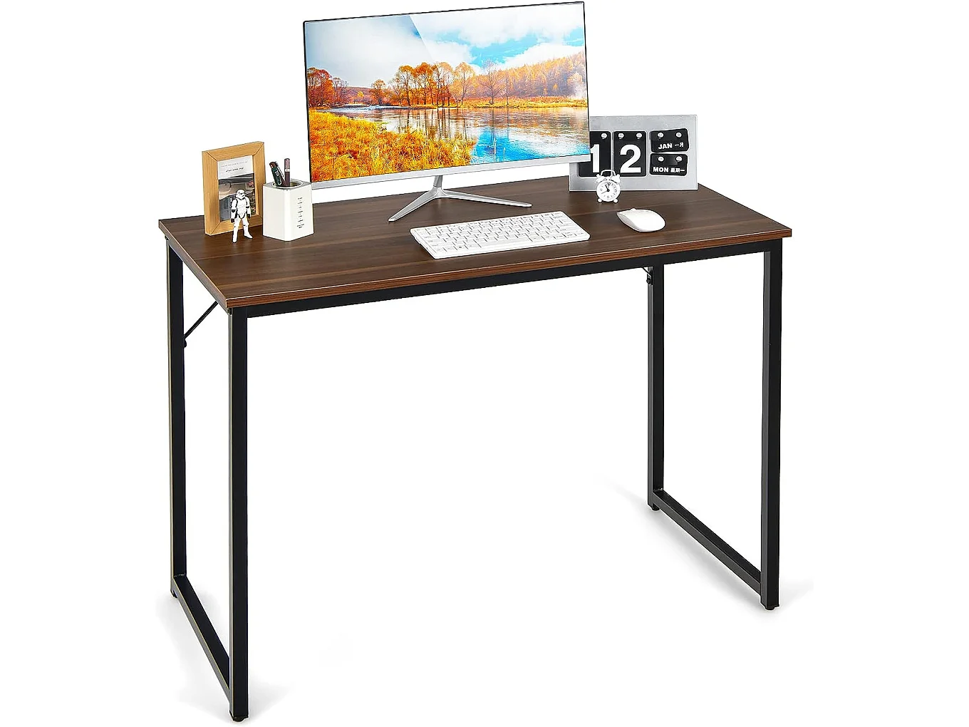 Bureau Informatique Droit - Structure en Métal -100 x 50 x 75 cm - Café