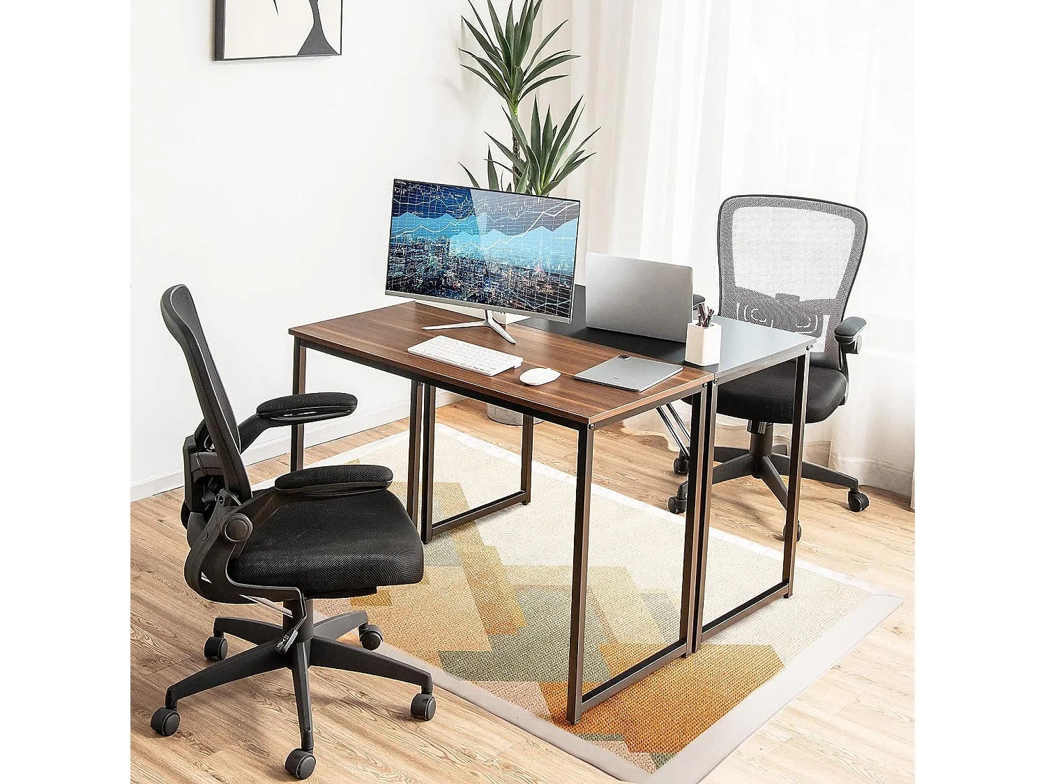 Bureau Informatique Droit - Structure en Métal -100 x 50 x 75 cm - Café