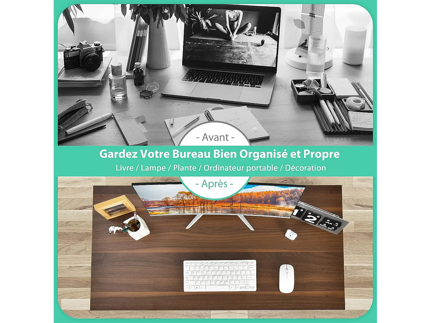 Bureau Informatique Droit - Structure en Métal -100 x 50 x 75 cm - Café