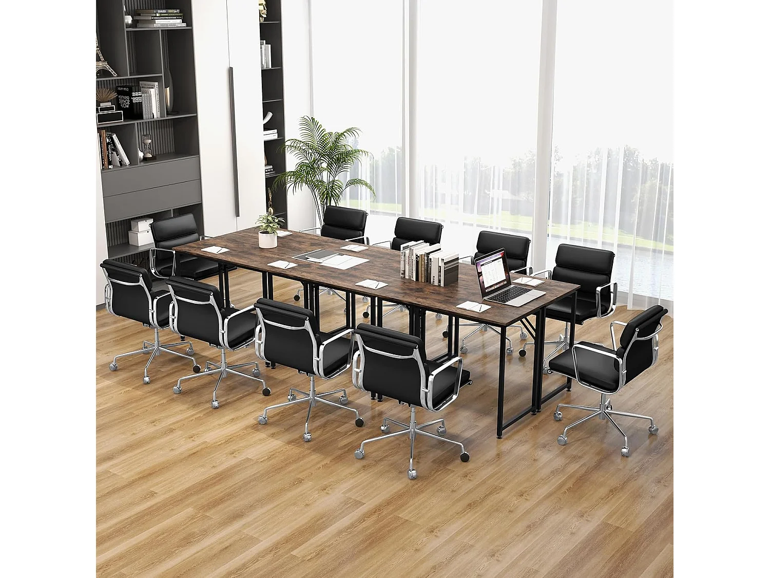 bureau informatique droit - structure en métal -100 x 50 x 75 cm - marron rustique