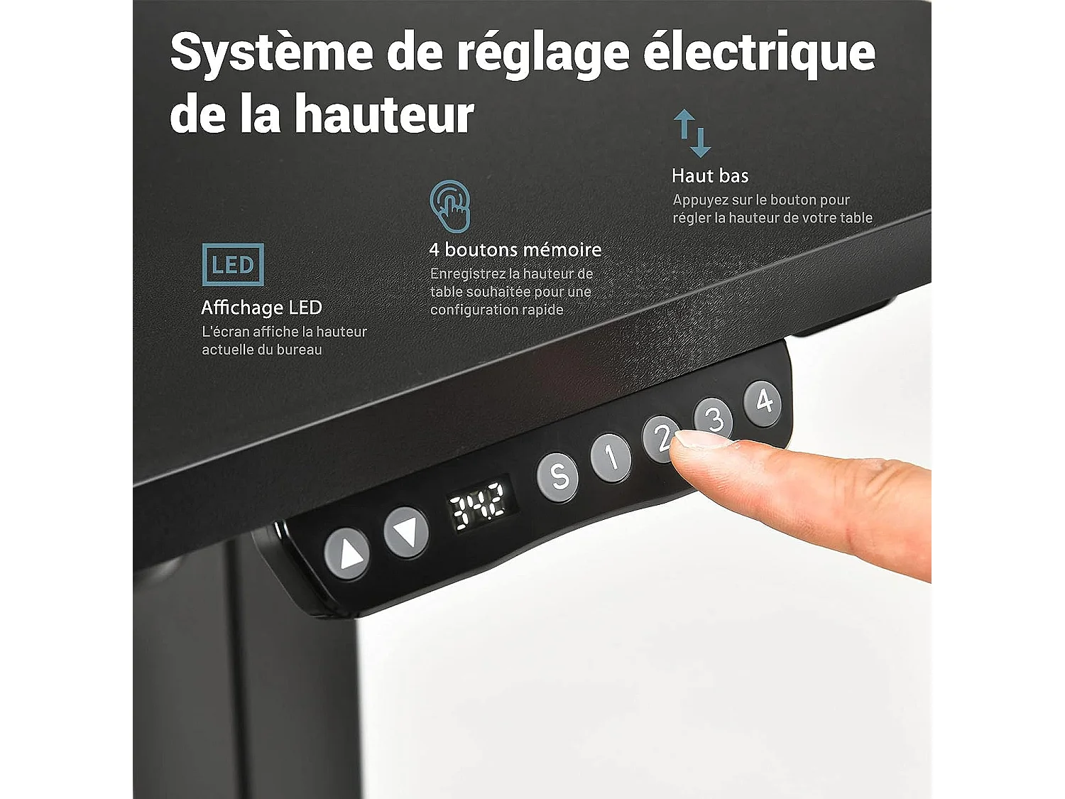 Bureau Assis-Debout Électrique, Bureau Réglable en Hauteur à 2 Niveaux avec Roues, 2 Plateaux de Table 120 x 68 cm et Réglage de la Mémoire, Charge Max 80KG (Noir)