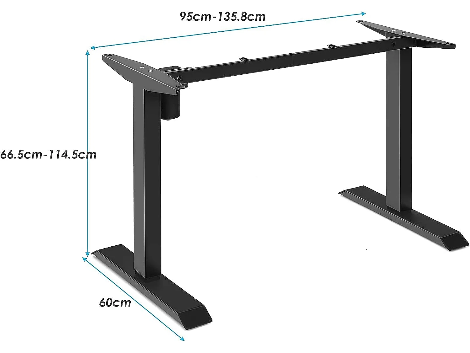 Bureau Assis-Debout Electrique Cadre de Bureau Hauteur Réglable de 66,5 à 114,5 CM Ergonomique avec Ecran Tactile Noir