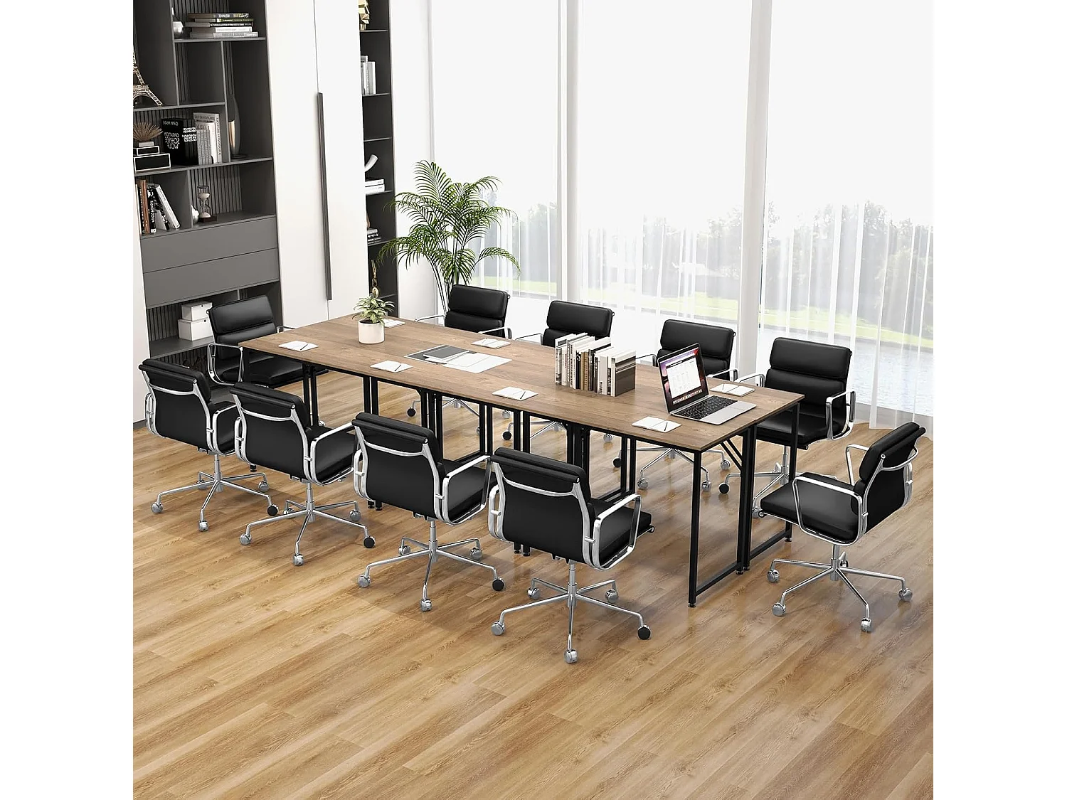 bureau informatique droit - structure en métal -100 x 50 x 75 cm - naturel