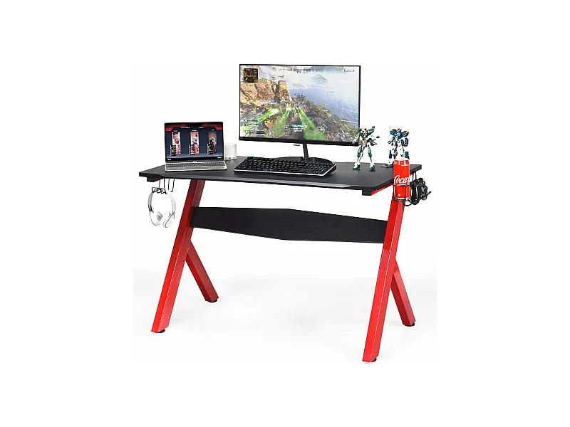 Bureau gamer pour e-sport avec porte-gobelet,tapis de souris,support pour ecouteurs en fibre