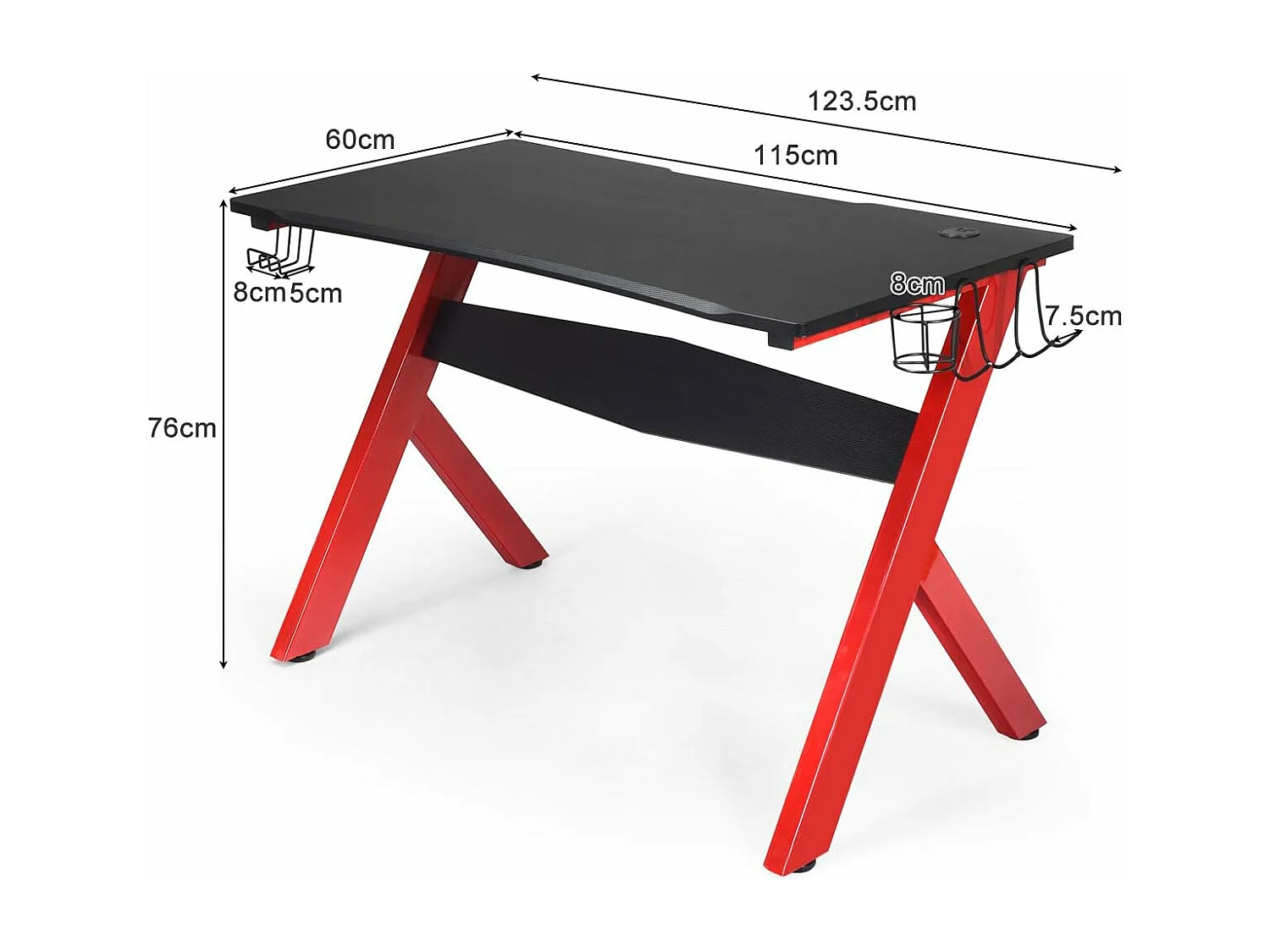 Bureau gamer pour e-sport avec porte-gobelet,tapis de souris,support pour ecouteurs en fibre