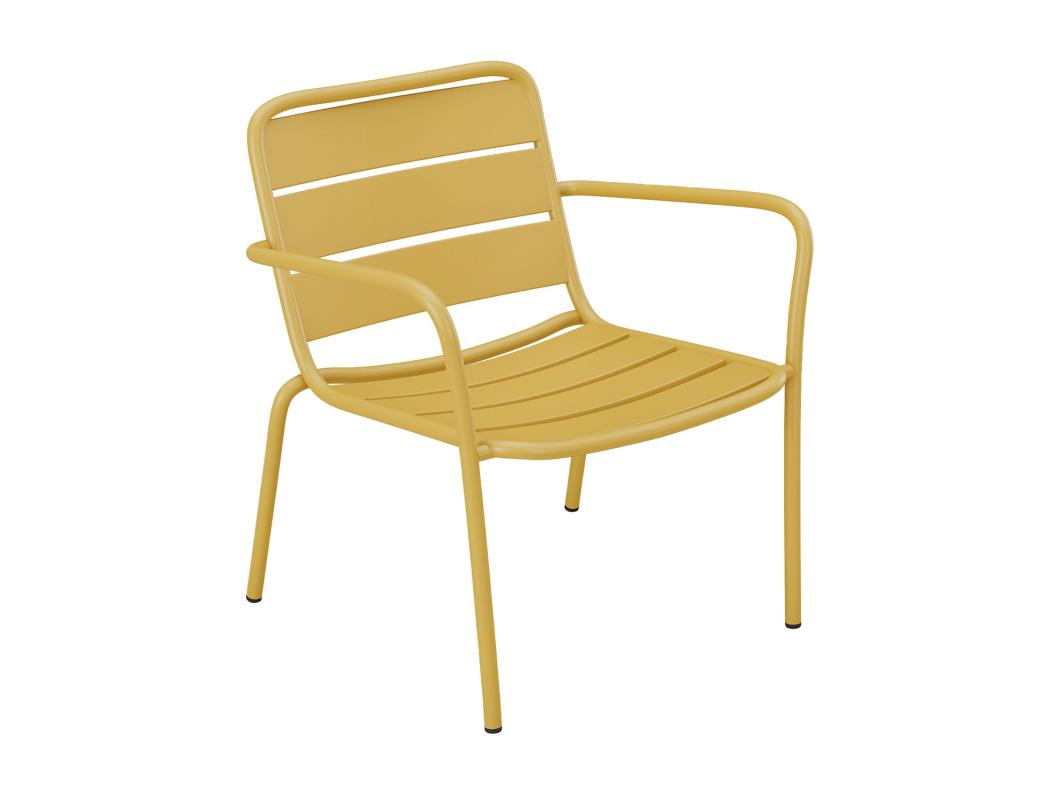 Fauteuil bas de jardin empilable en métal - Jaune moutarde - MIRMANDE de MYLIA