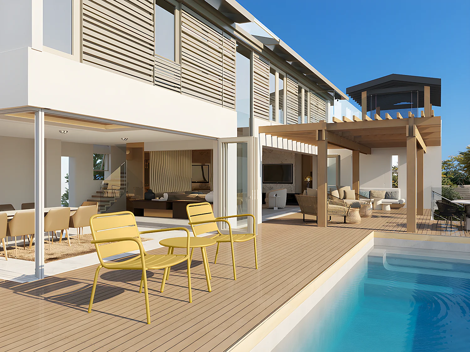 Bijzettuintafel van metaal - Mosterdgeel - MIRMANDE van MYLIA