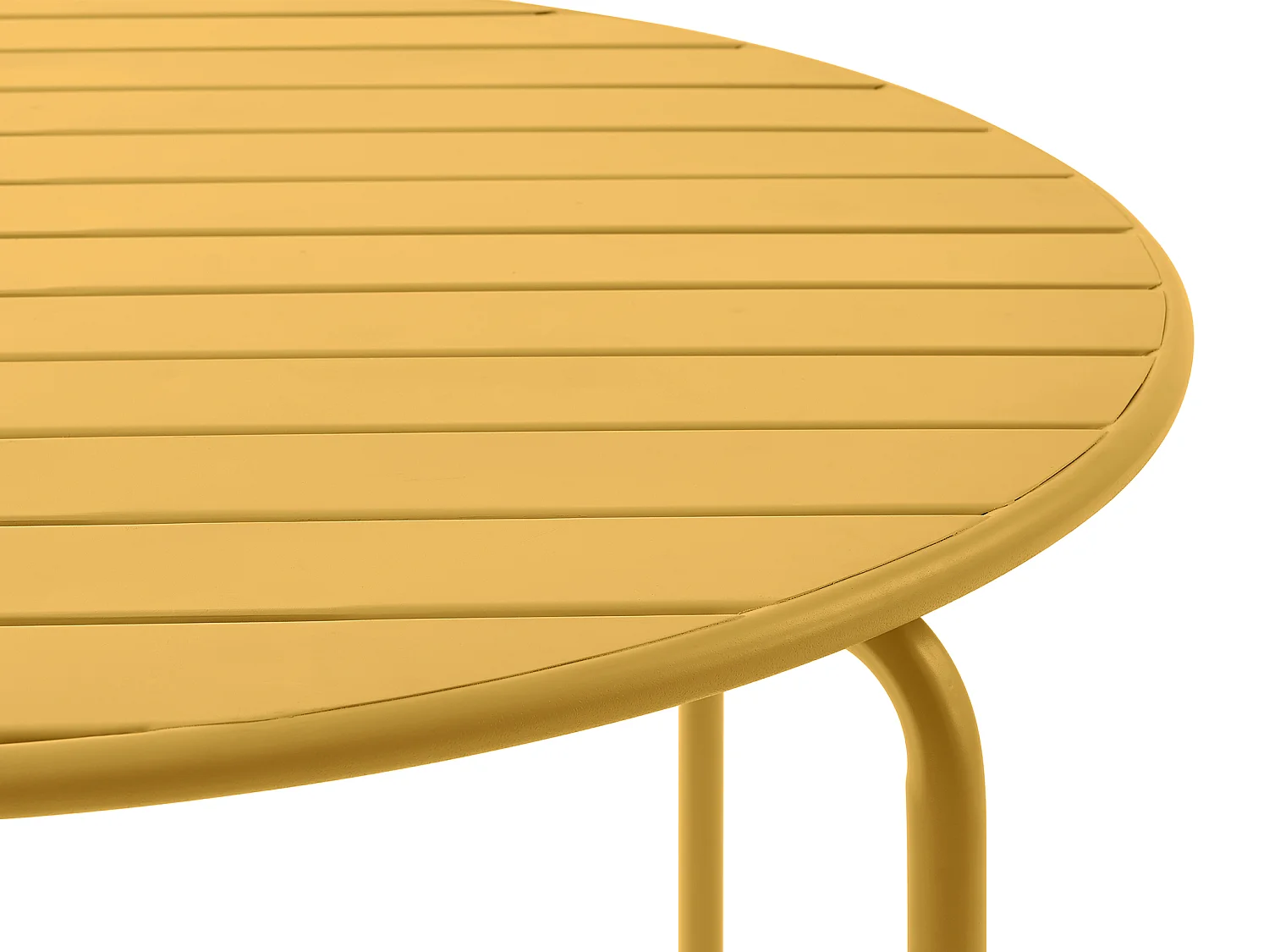 Ronde tuintafel D110 cm van metaal - Mosterdgeel - MIRMANDE van MYLIA