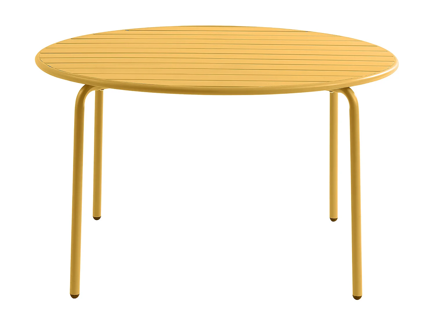 Table de jardin ronde D.110 cm en métal - Jaune moutarde -  MIRMANDE de MYLIA