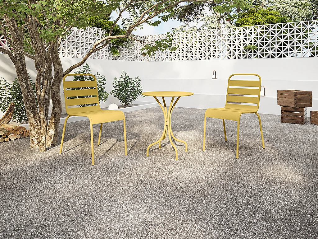 Table ronde de jardin D.60 cm en métal - Jaune moutarde - MIRMANDE de MYLIA