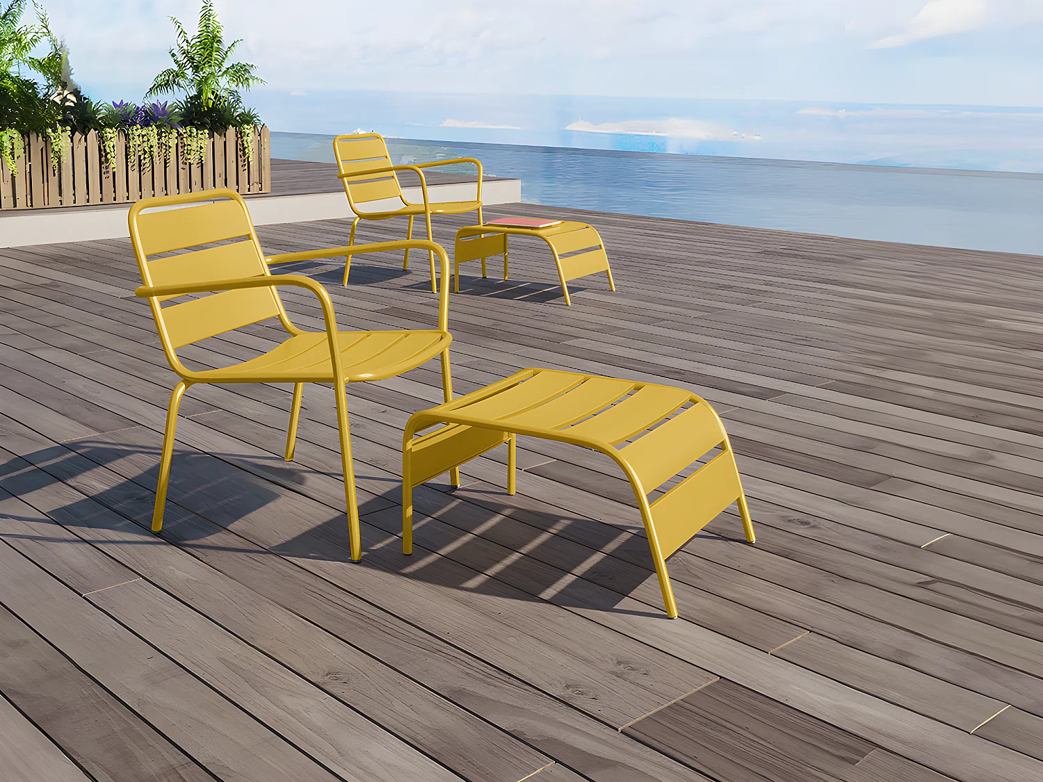 Apoio de pés metal amarelo mostarda - MIRMANDE de MYLIA