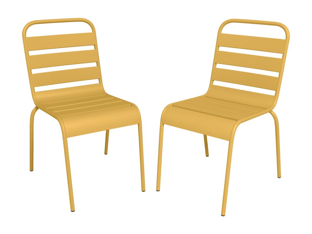 Set van 2 opstapelbare tuinstoelen van metaal - Mosterdgeel - MIRMANDE  van MYLIA
