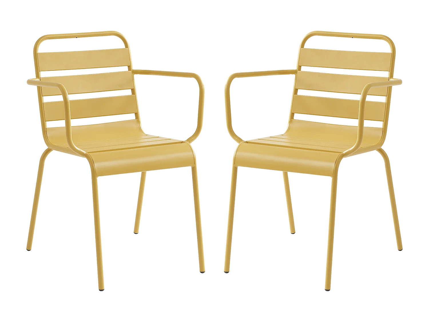 Set van 2 opstapelbare tuinfauteuils van metaal - Mosterdgeel - MIRMANDE  van MYLIA