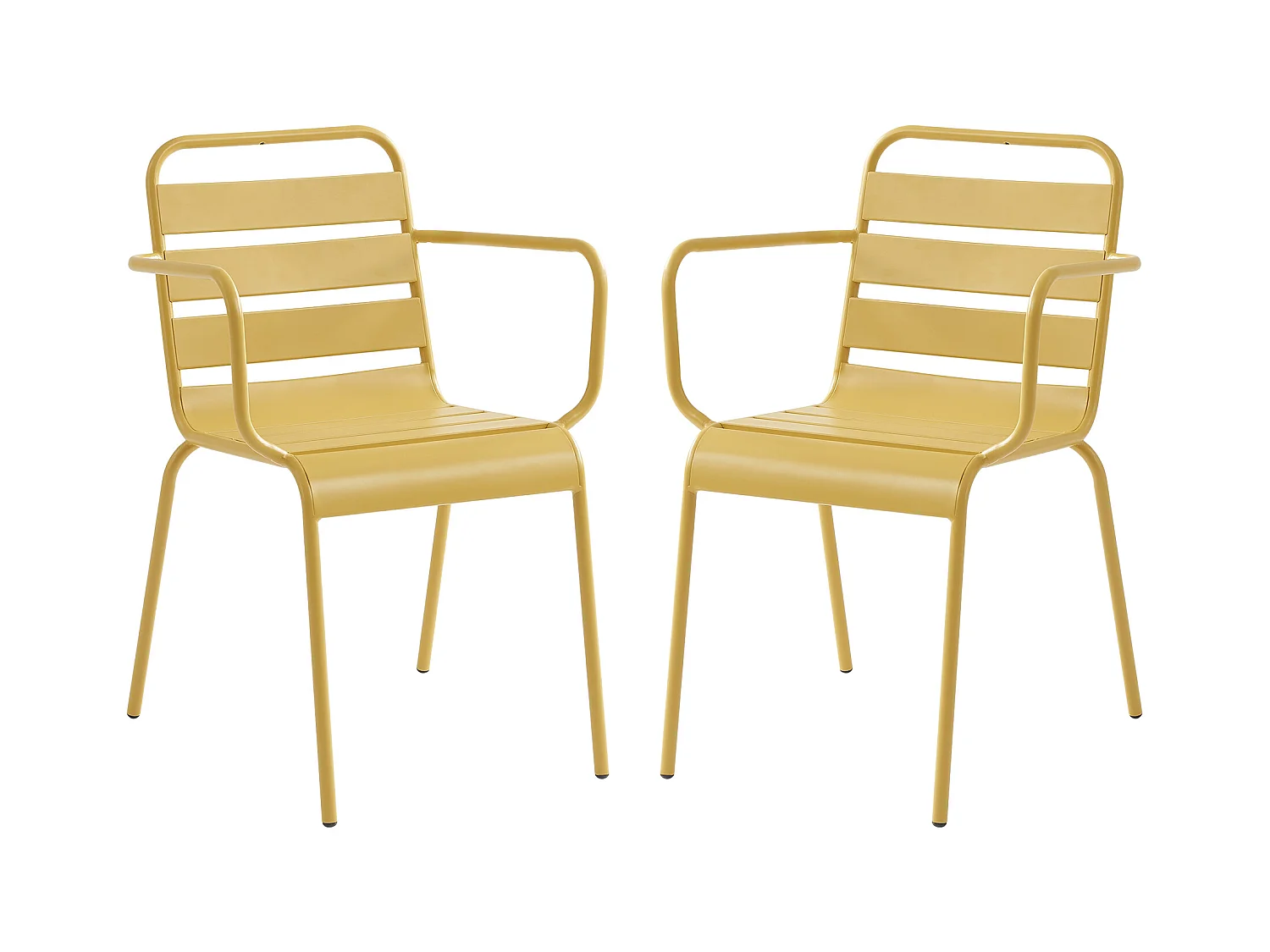 Lot de 2 fauteuils de jardin empilables en métal - Jaune moutarde - MIRMANDE de MYLIA