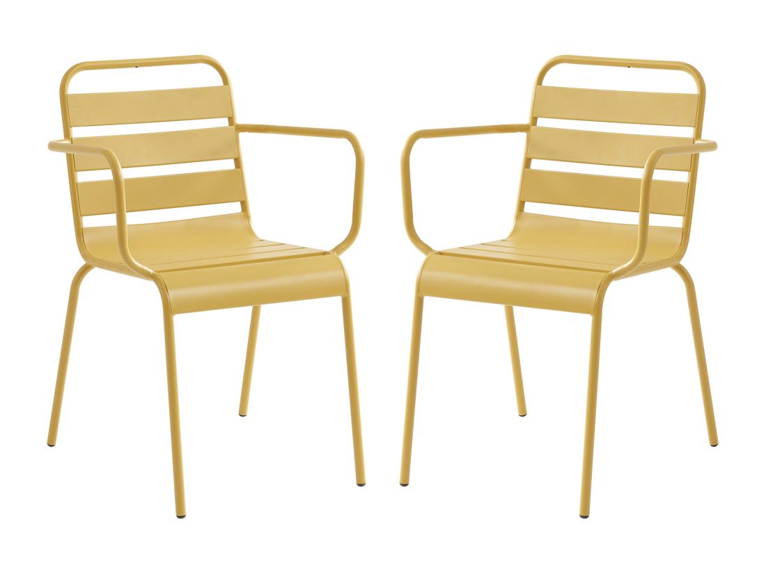vente unique Lot de 2 fauteuils de jardin empilables en métal - Jaune moutarde - MIRMANDE de MYLIA