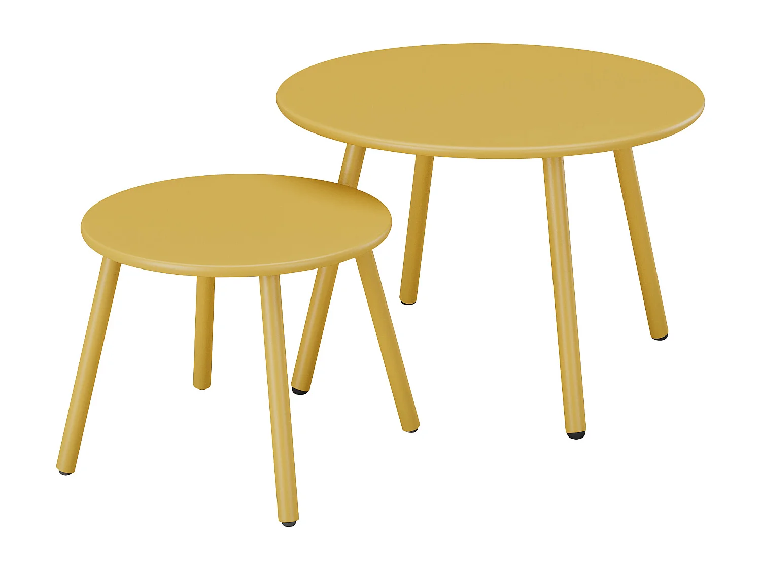 Hagesalon i metall - 2 stablede stoler og sidebord - Sennepsgul - MIRMANDE fra MYLIA