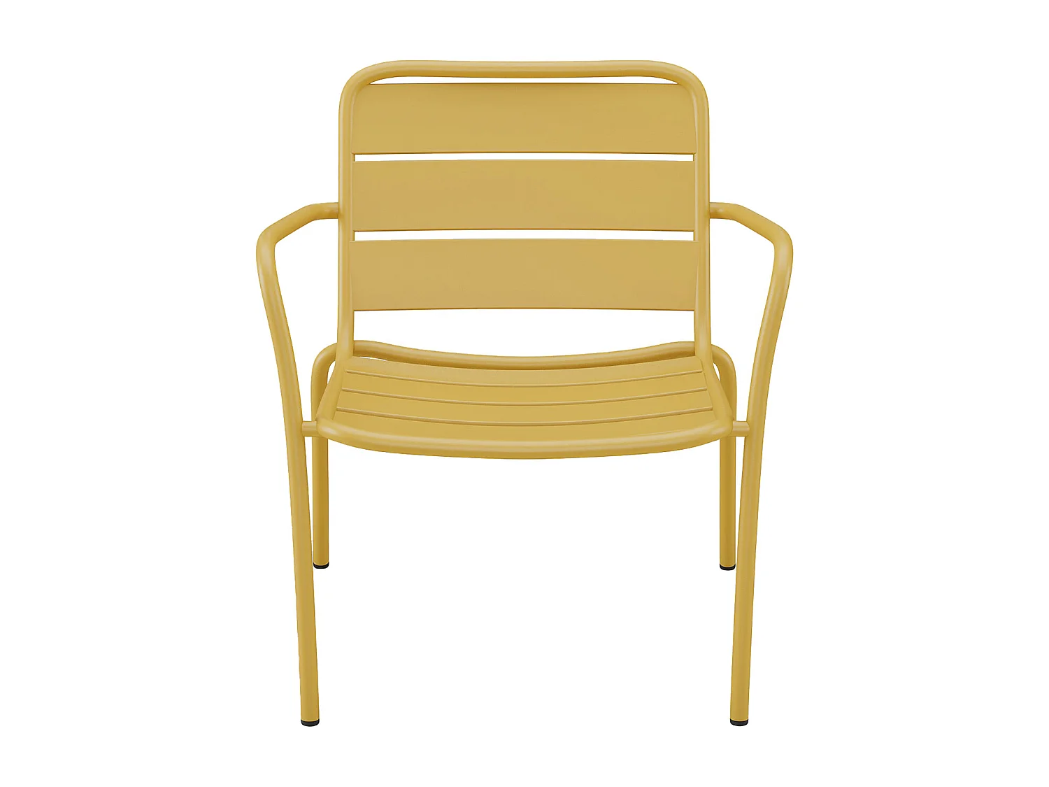 Tuinzithoek van metaal - 2 lage opstapelbare fauteuils en uitschuiftafels - Mosterdgeel - MIRMANDE van MYLIA