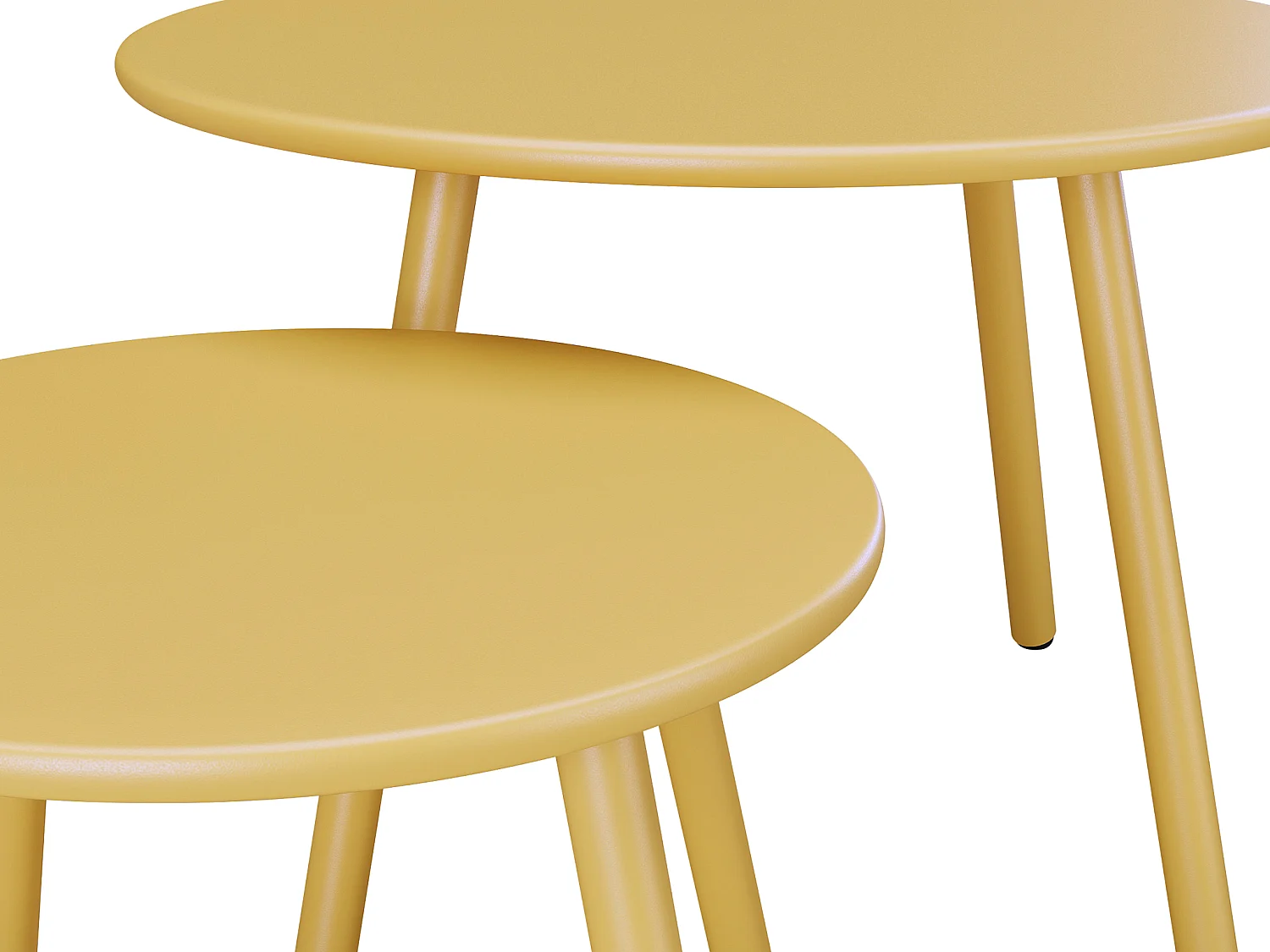 Tuinzithoek van metaal - 2 lage opstapelbare fauteuils en uitschuiftafels - Mosterdgeel - MIRMANDE van MYLIA