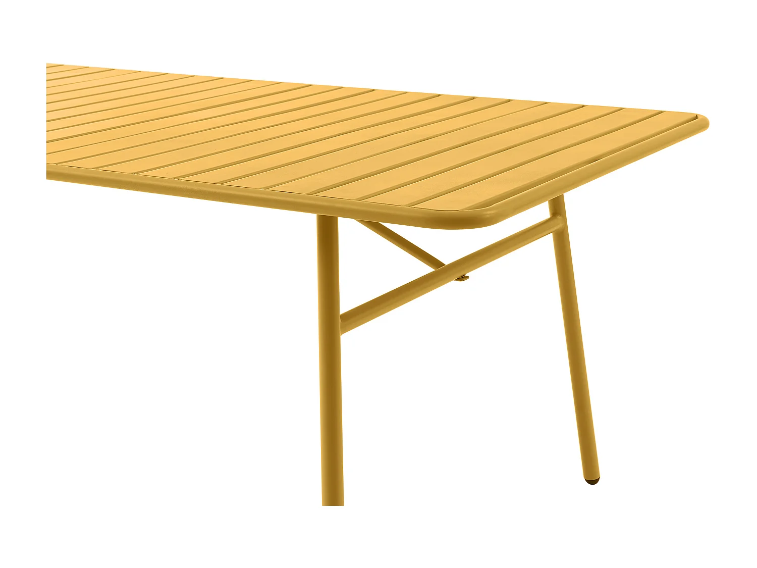 Garten-Essgruppe: Tisch L. 160 cm + 4 stapelbare Stühle - Metall - Senfgelb - MIRMANDE von MYLIA