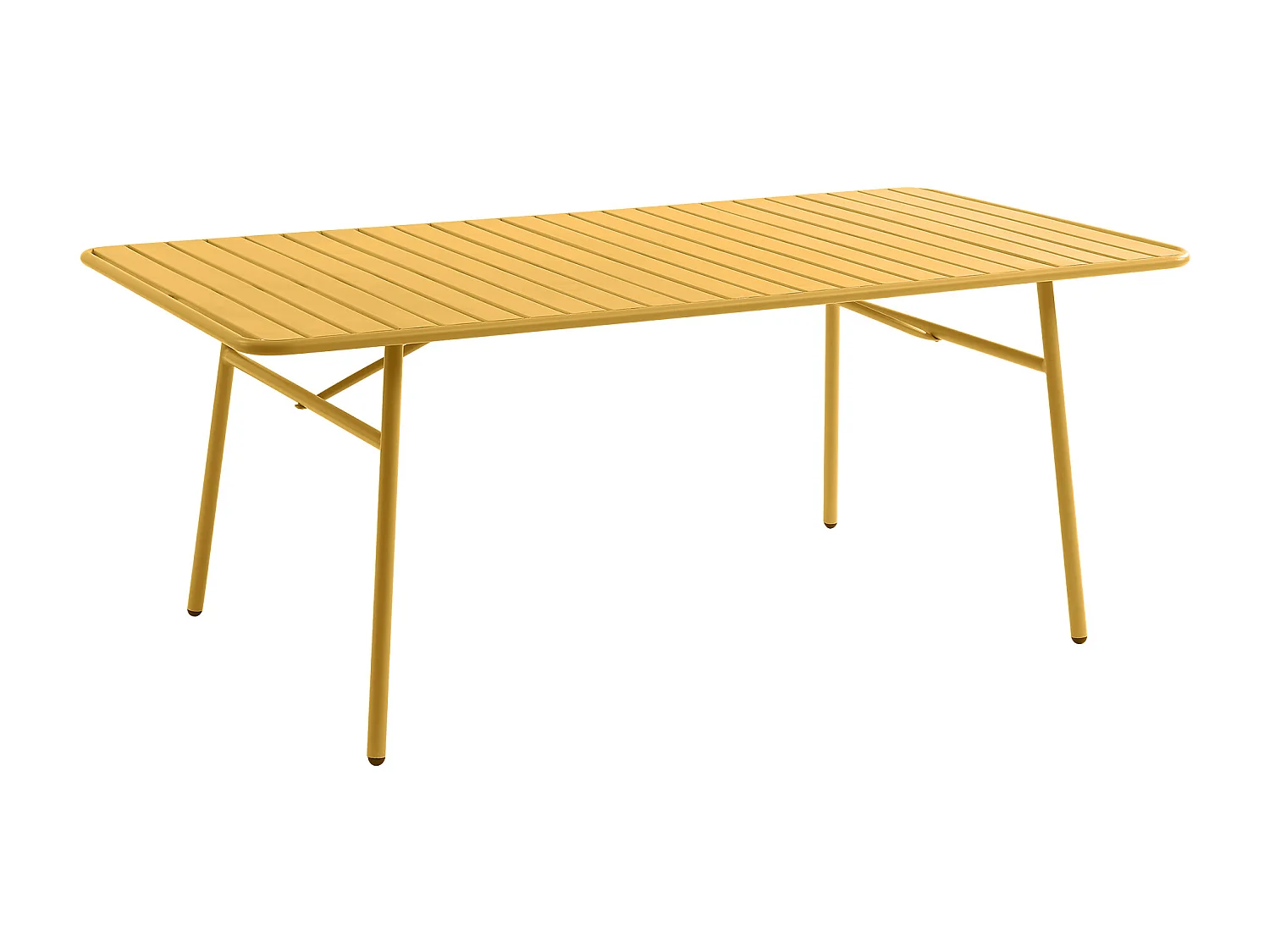 Garten-Essgruppe: Tisch L. 160 cm + 4 stapelbare Stühle - Metall - Senfgelb - MIRMANDE von MYLIA