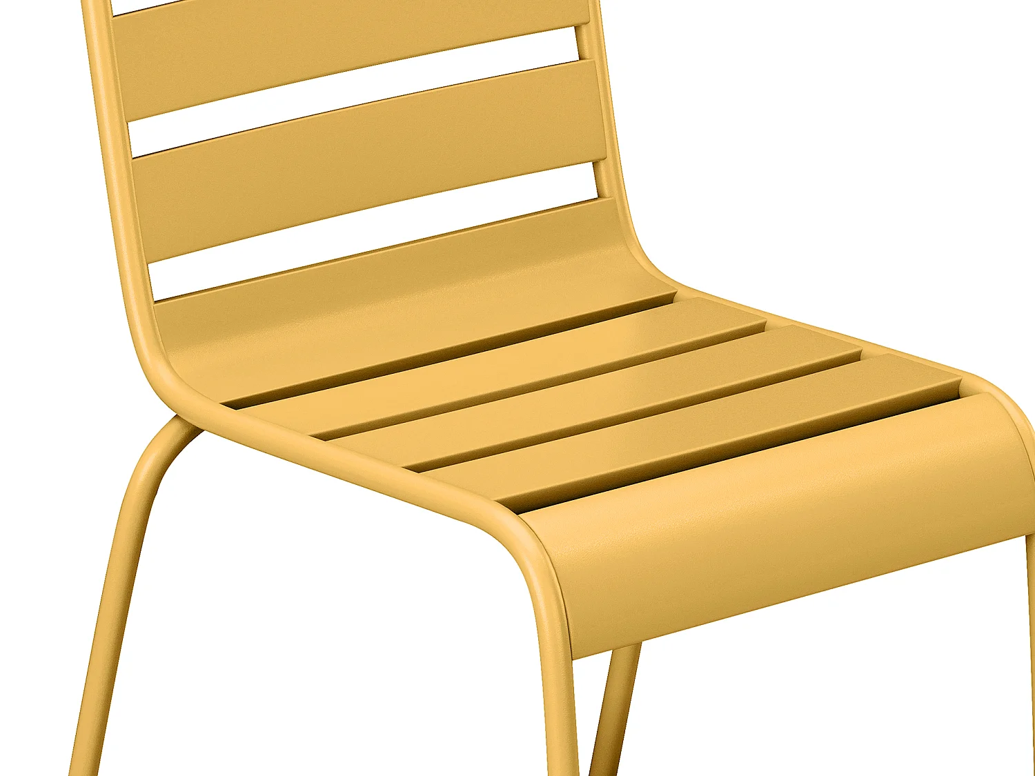 Salle à manger de jardin en métal - une table L.160 cm et 4 chaises empilables - Jaune moutarde - MIRMANDE de MYLIA