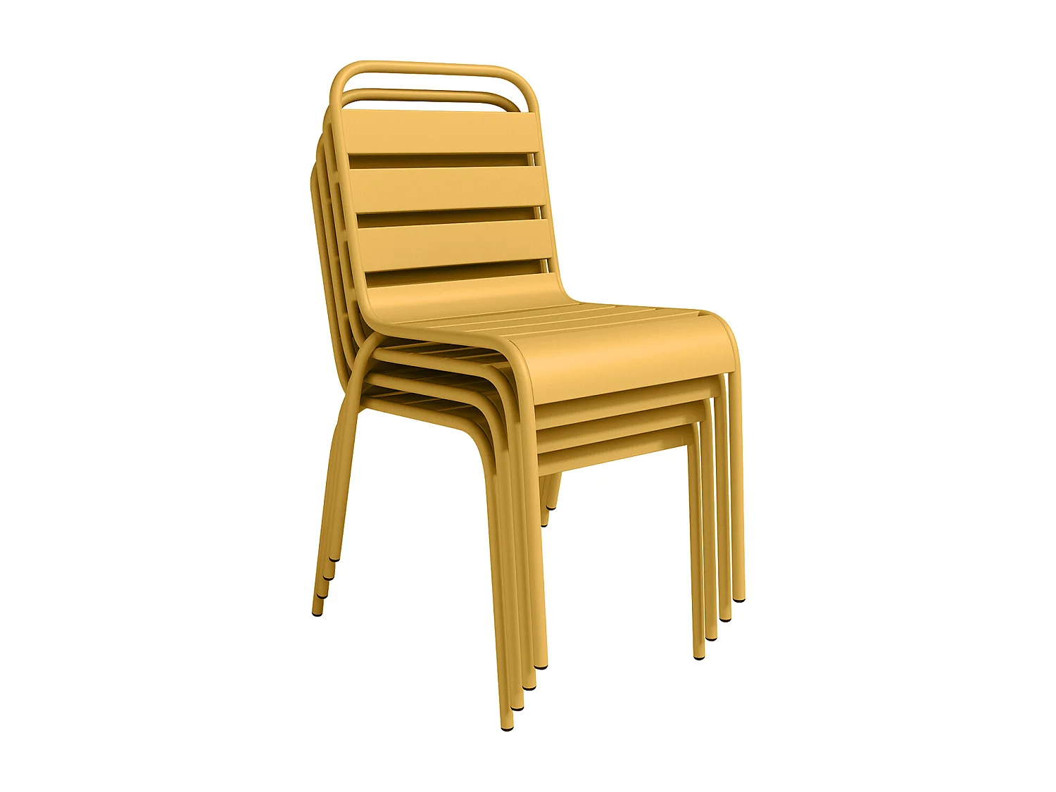 Salle à manger de jardin en métal - une table L.160 cm avec 2 fauteuils empilables et 4 chaises empilables - Jaune moutarde - MIRMANDE de MYLIA