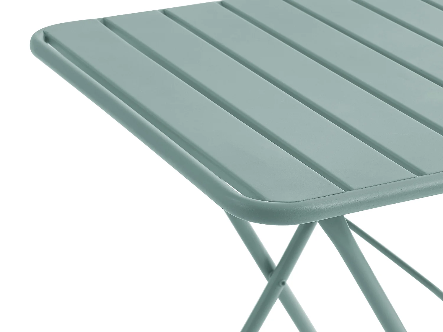 Vierkante opklapbare tuintafel L60 cm van metaal - Amandelgroen - MIRMANDE van MYLIA