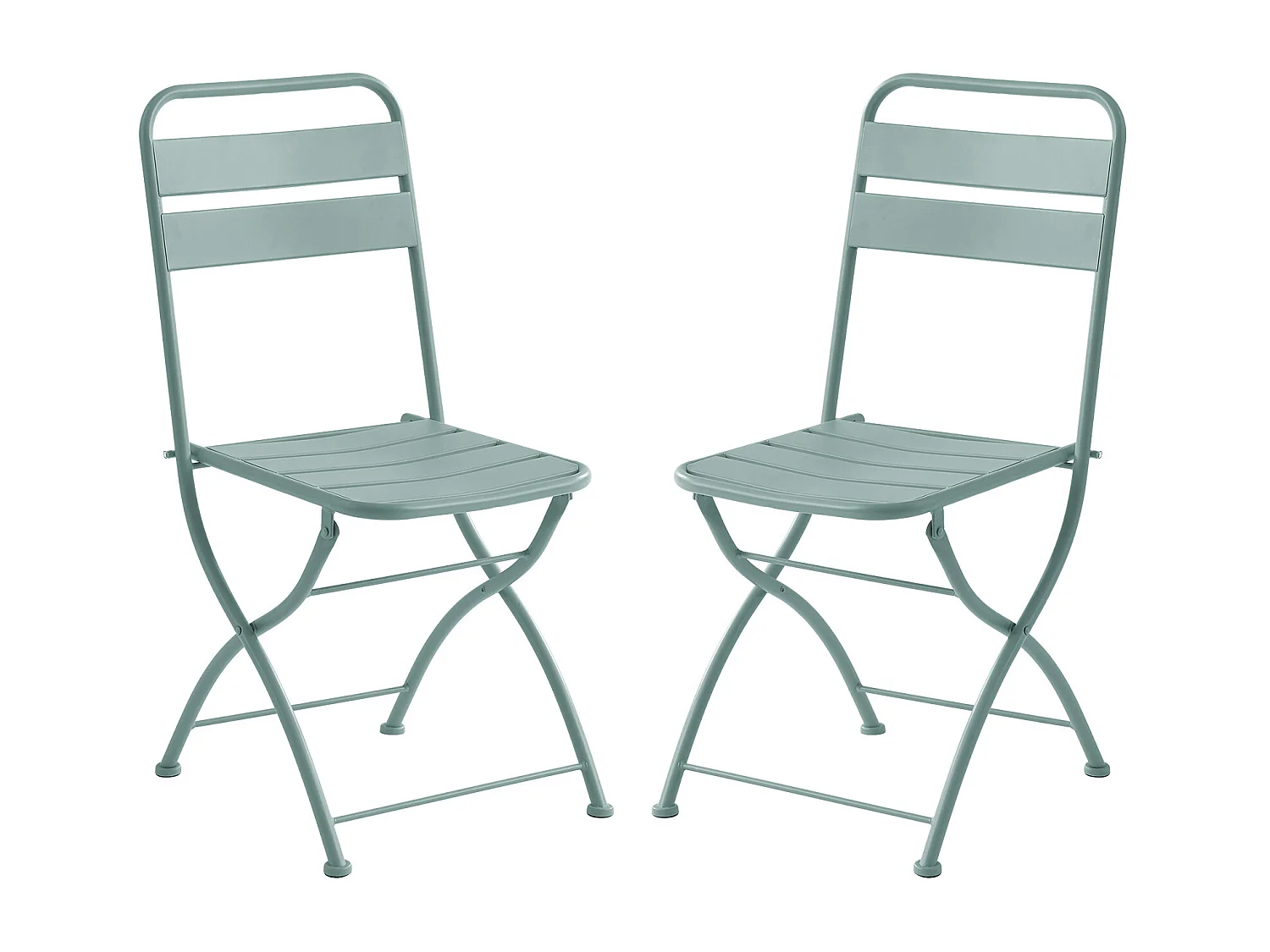 Lot de 2 chaises de jardin pliantes en métal - Vert amande - MIRMANDE de MYLIA