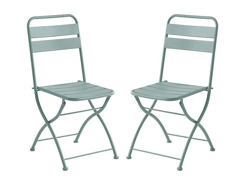Lot de 2 chaises de jardin pliantes en métal - Vert amande - MIRMANDE de MYLIA