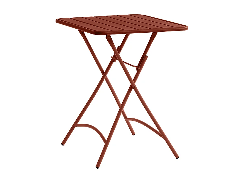Table de jardin carrée pliante L.60 cm en métal - Terracotta - MIRMANDE de MYLIA