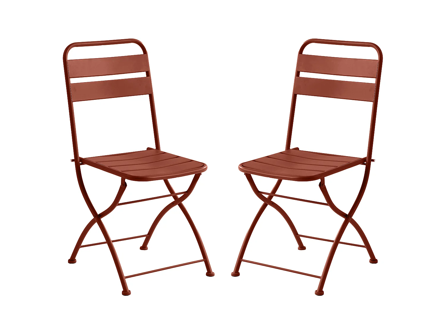 Sett med 2 sammenleggbare hagestolstoler i metall - Terracotta - MIRMANDE fra MYLIA