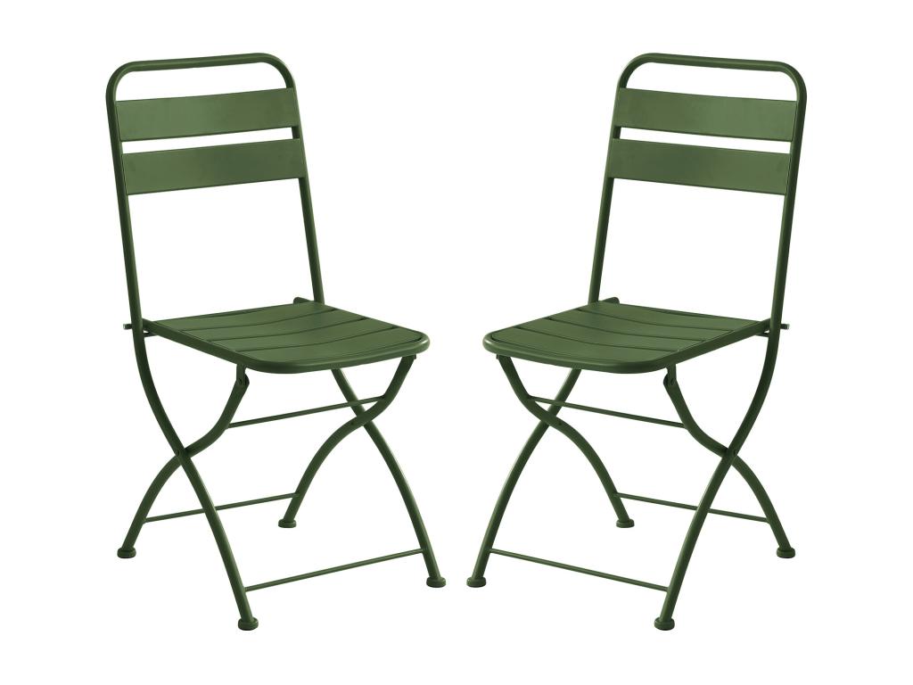 Lot de 2 chaises de jardin pliantes en métal - Kaki - MIRMANDE de MYLIA