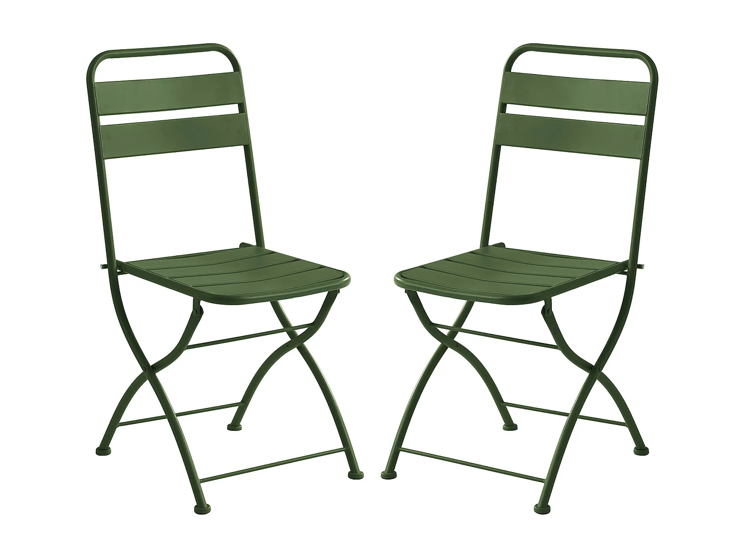 Lot de 2 chaises de jardin pliantes en métal - Kaki - MIRMANDE de MYLIA