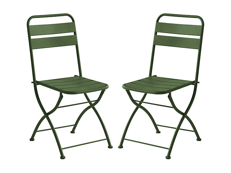 Gartenstuhl klappbar 2er-Set - Metall - Kaki - MIRMANDE von MYLIA