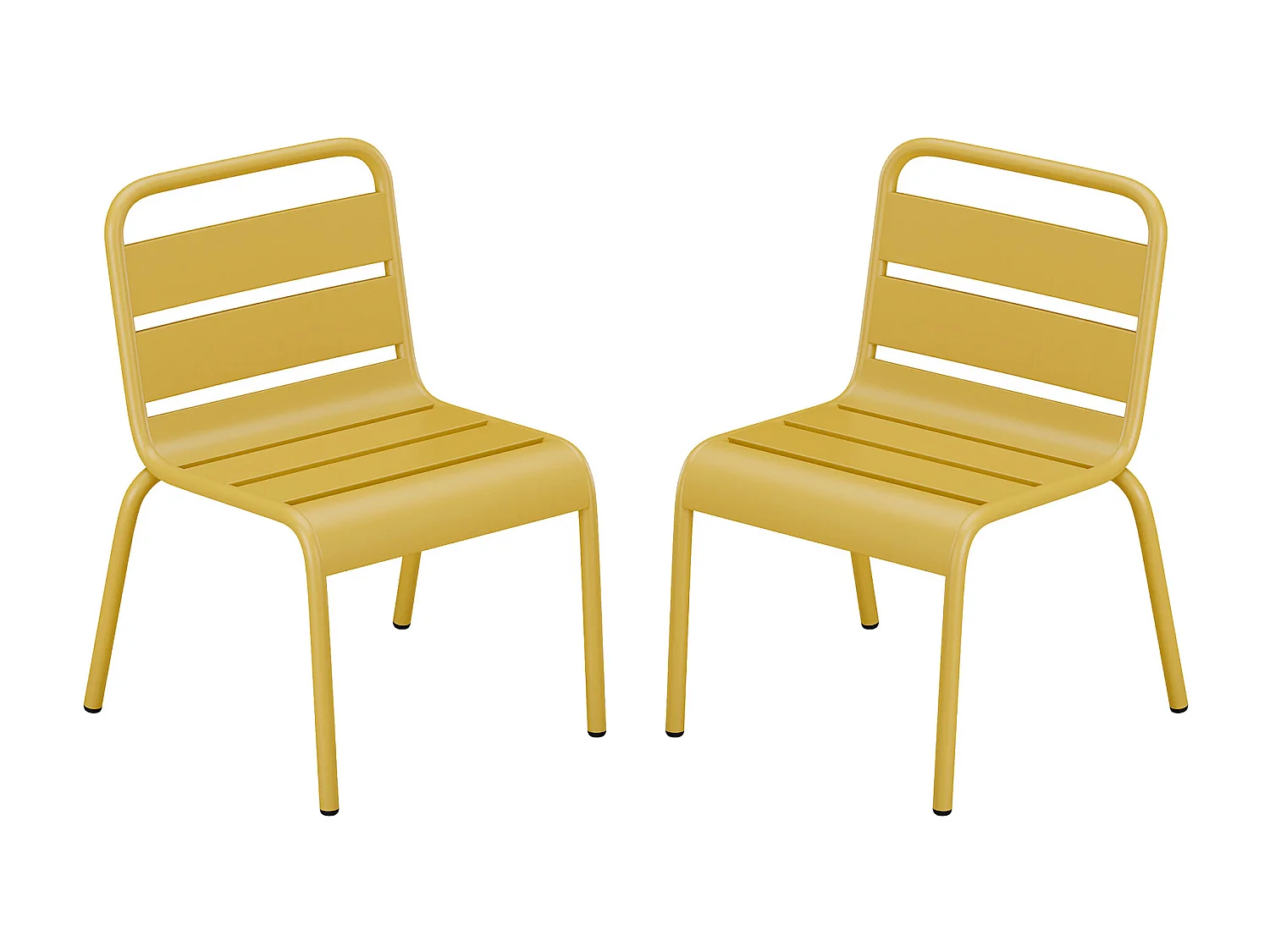 Mesa y 4 sillas apilables de Mesa y sillas de jardín para niños de metal - Amarillo mostaza - POPAYAN de MYLIA