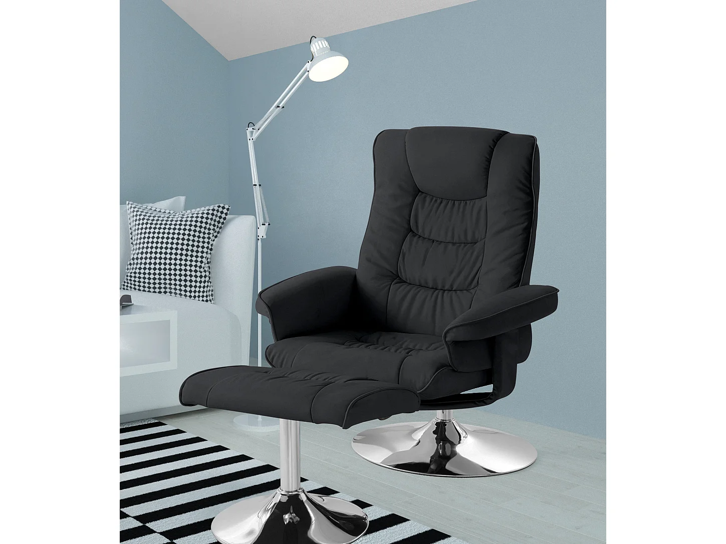 Springfield poltrona reclinabile + sgabello nero