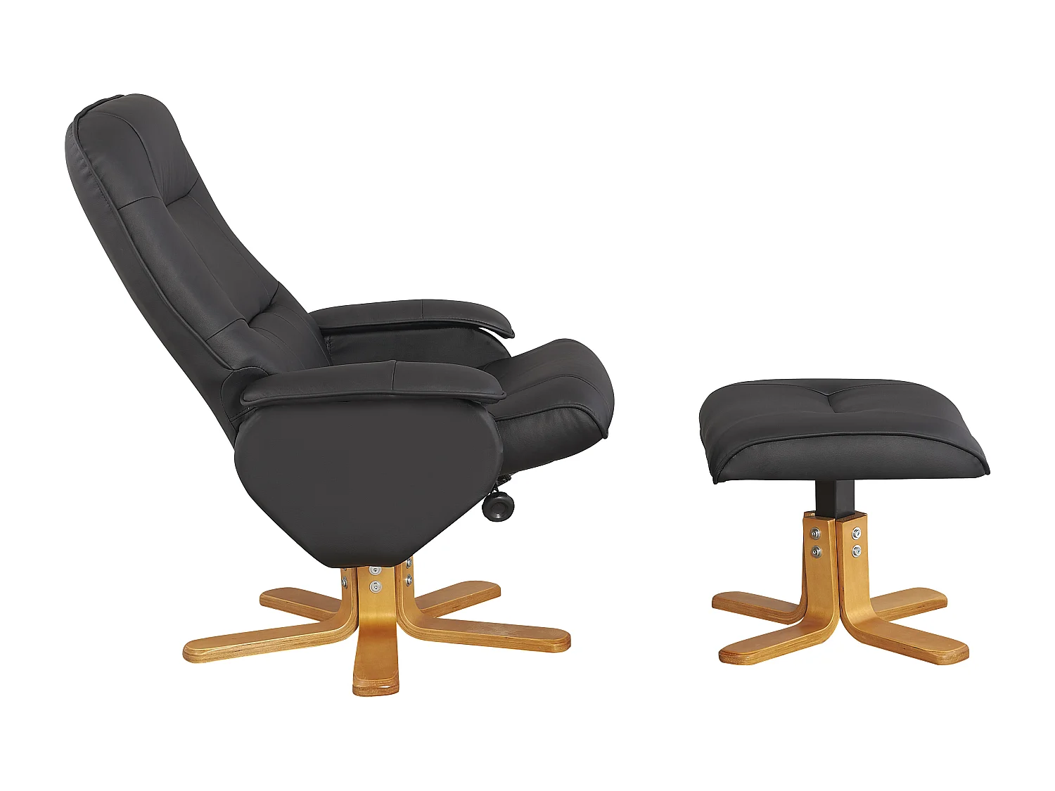 Nice|Fauteuil de relaxation + tabouret noir