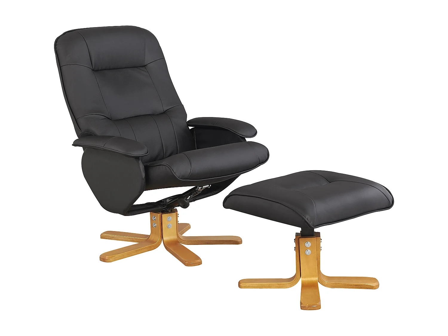 Nice|Fauteuil de relaxation + tabouret noir